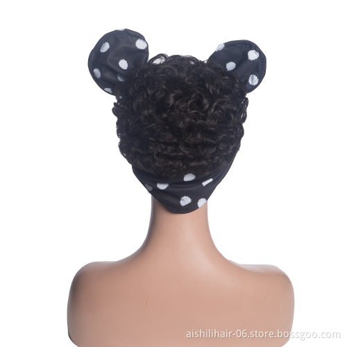 Aishili wholesale nature wave synthetic fiber wig with headband attached wigs for women